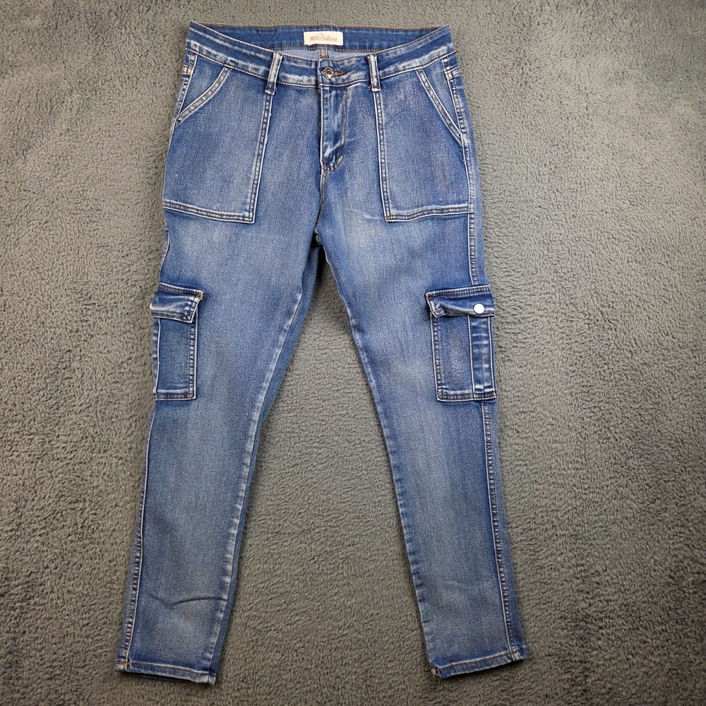 Red Bottoms Jeans Women's 13/31 Skinny Cargo Pants Blue Denim Stretch Slim